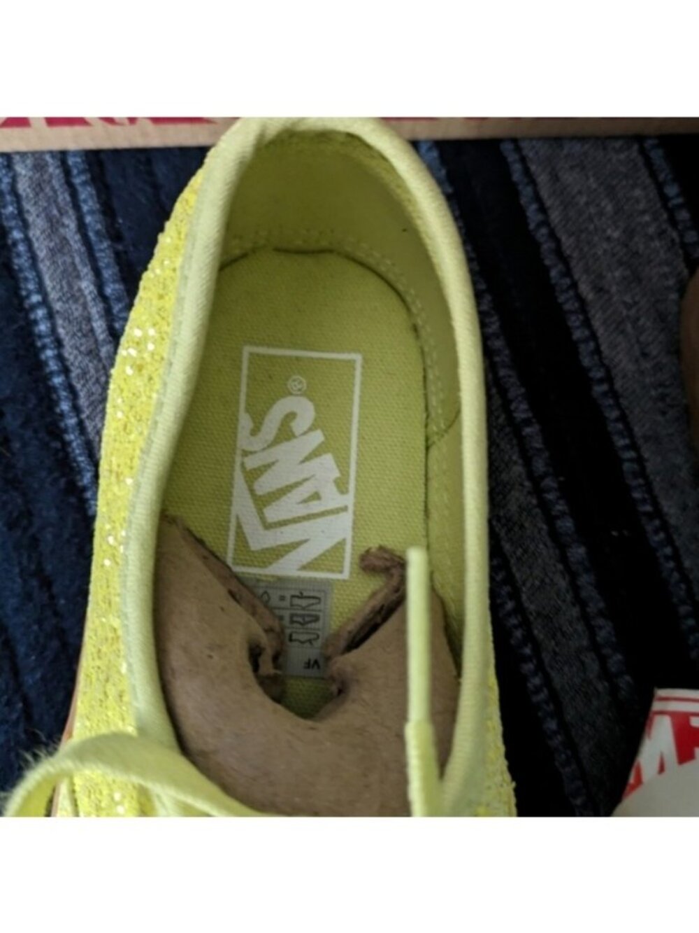 Vans Authentic Women Glittery Yellow Lace-Up Sneakers Gum Sole New W Tags 062026 - Picture 8 of 12